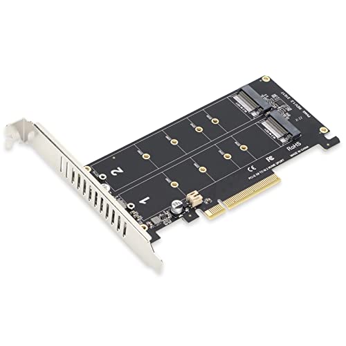 Adapterkaart met 2 X 32Gbps uitbreidingskaarten, Dual M.2 NVMe SSD naar PCIE X8M Zeer belangrijke harde schijf converter Reader uitbreidingskaart, ondersteuning volledige snelheid NVME SSD/M.2 PCIE(ph45)