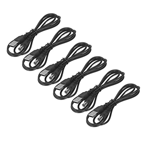 6Pcs 5V DC Connector, USB naar DC Power Cable 5.5x2.1mm Opladen Barrel Jack Black