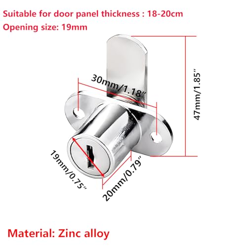1 Stuks Kabinet Lock Letter Box Lock Single Deur Lade Locks met verschillende sleutels, kabinet slot voor meubels, diameter 19 mm