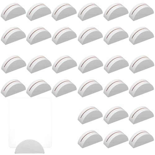 30 st. Tabelnummer Stands, Hemisphere houten naamkaarthouder voor foto's Naamkaarten Menu Herbruikbaar Tafelbordhouders voor bruiloften Restaurants Banketten Verjaardagsfeesten (Witte)