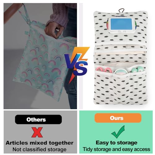 Luiertas Organisator, Draagbare en Herbruikbare Luier Pouch voor Mum Luier Bag Organizer voor Luiers Wet Wipes, beige 3