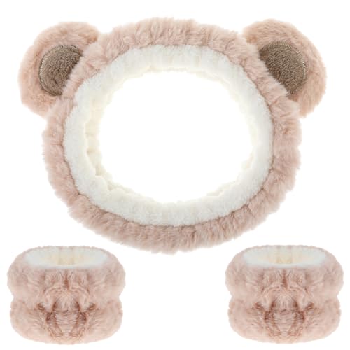 Haarband Cosmetics voor Make Up and Wash, Bear Elastische Gezicht Pols Wasband, Absorberende Make-up Verwijderaar Haar Band voor Meisjes Vrouwen Yoga Sport Skin Care Cosmetics Douche(A)