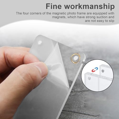 Magnetisch fotolijstje, 4 x 8 stuks, 7 x 12 cm, acryl, helder aan beide zijden, magnetisch fotolijstje, fotomagneet, kan foto's, ansichtkaarten 4