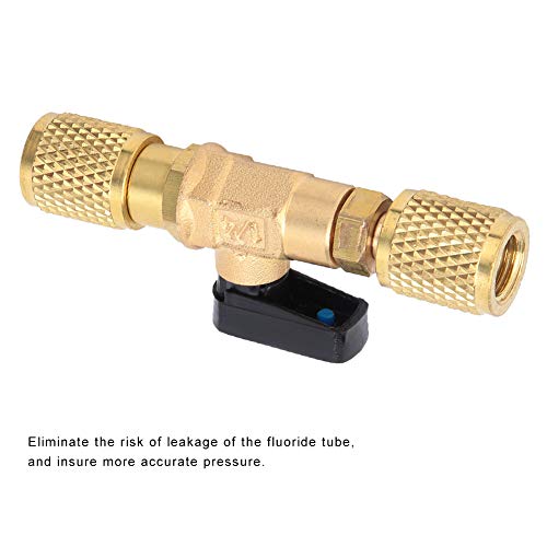 Coolant Ball Valve Adapter, Messing HVAC A / C Straight Shut-Off Ball Valve Adapter, 1/4 Inch SAE voor Airconditioning HVAC A / C Automotive Service Gereedschappen 5