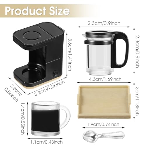 4 Piece Dollhouse Miniatuur Koffiezetapparaat, 1:12 Mini Koffiezetapparaat, Plastic Koffiebeker Spoon Tray Poppenhuis Decoratie 1:12 Poppenhuis Decoratie Rol Spelen voor Poppenhuis 3