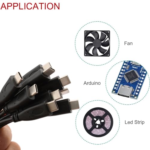 Pak van 15 USB C Plug Kabel USB C Plug Soldering 22 AWG 5V 3A 2-Wire USB C Extension Kabel voor Arduino LED Strips 4