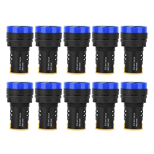 LED Power Indicator Light, 10st Berm LED Power Indicator Licht Semiconductor Energy Saving Lamp φ22mm 24V AD16-22D/S(Blauw)