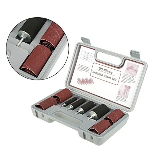 Set van 20 stuks schuurdrum Kit, Drum Sander Kit, Spindle Sander Sander Tool Set met behuizing voor kolomboor