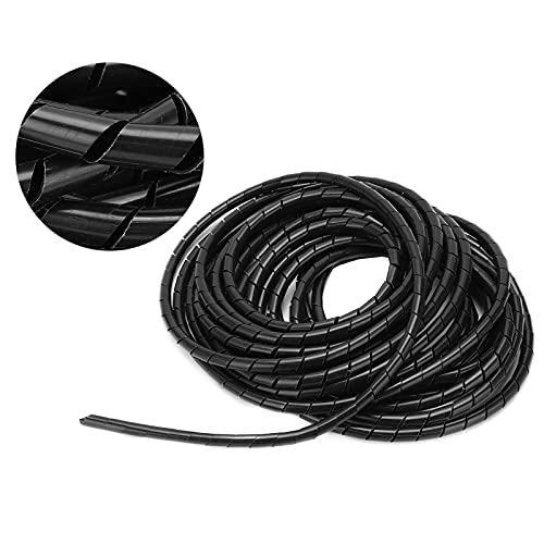 Kabelbuis 10m Flexibele spiraal Wrap Kabel PVC Kabel Spiraalslang Isolatie Organisator Kabelhoes Zwarte binnendiameter 6mm, Zwart, enkel
