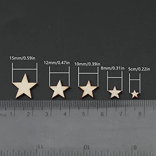 500 st Houten Sterren Ambachten Ornamenten onvoltooid Houten Ster Maagd Slices Decoraties voor Kerstmis bruiloft Decoratie kaarten ambachtelijke kaarten, 5 gemengde afmetingen