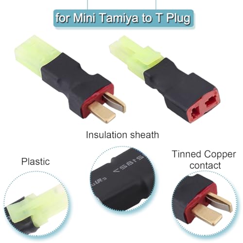 4 Paar T Plug naar Mini voor Tamiya Adapter, T Plug naar voor Mini Tamiya Man 16 Gauge 8cm Draad Connector voor RC Car FPV ESC Controller RC Lipo Batterijlader 4