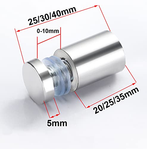 20 x Spreider Schroeven, Glas Adverteren Shaft Spacer Bolt Fix Glas Standoff reclame, roestvrij staal, 12 x 40 mm, met schroef bevestiging accessoires