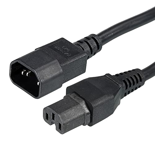 AC voeding, 3 vorken, C14 man tot C15 vrouw, 4.9m, 250V, 10A, PDU uitbreidingskabel voor Elektronica, Laptop, TV, Computer, Printer, Radio, Monitor