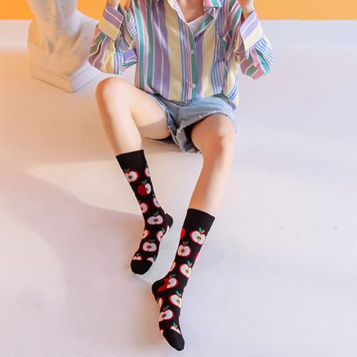 Grappige sokken voor vrouwen, 7 paar novelty fruit patroon, Wekelijkse sokken, Comfortabele katoenen sokken voor vrouwen, Maat 6-7.5, Multiverpakking, Multicolor., One Size, Meerkleurig 5