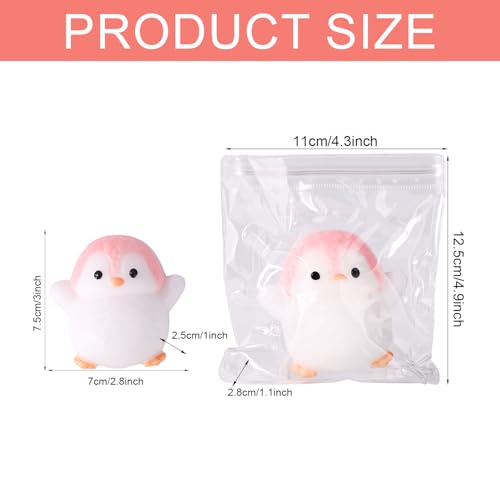 2Pcs Taba Squishy Penguin Speelgoed, Zachte Penguin Stress Speelgoed TPR Animal Shaped Novelty Speelgoed voor Kerstmis Verjaardag Cadeau Decoratie (Roze en witte)