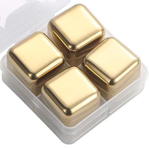 Verpakking van 4 IJsstenen Whisky Systeem Metalen Ice Cubes Herbruikbaar Clean Roestvrij stalen Ice Cube Stone Quick Cooling Siliconen Ice Clip voor (BuachoisBkm-11) 5