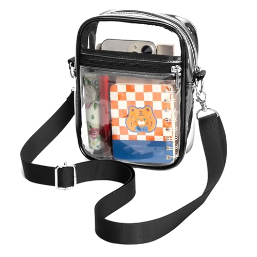 Clear Crossbody Bag Purse 23x17.5x5,5cm, PVC Transparante tas met verstelbare, afneembare schouderband, Stadion goedgekeurd, waterdichte transparante tas, voor concerten, Winkelen