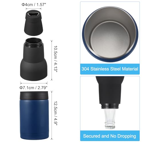 Slim Can Cooler, 12oz Skinny kan geïsoleerd bier Sleeve Drinkhouder met flesopener voor bier Soda koffie gewone blikken en flessen, Navy Blue