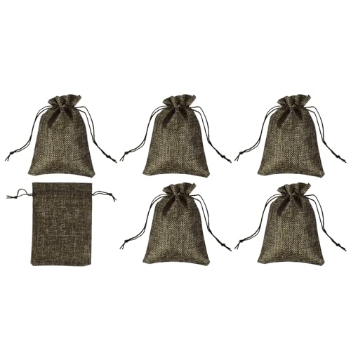 6" x 4" Coin Bags Bag, 6 Pack Bank Deposit Change Transit Bags with Drawstring Bags Cadeautas, Bruin