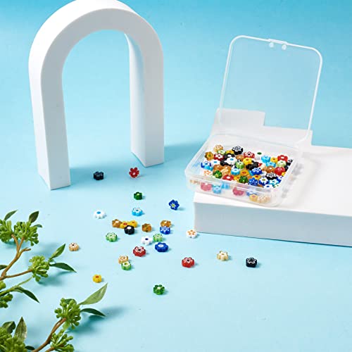 180 st Handgemaakte Millefiori Glass Flower Beads, 9 Kleuren, 20st/Kleur, 6.4~9x3.2mm(Hole: 1mm), Perfect voor sieraden maken en ambachten 5
