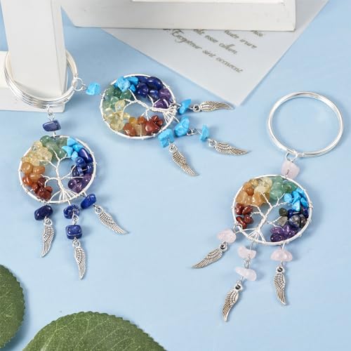 Boom van het leven Charms Chip edelsteen hangers Droom Catchers Dangle Ornamenten voor auto tas hangen sleutelhanger sieraden