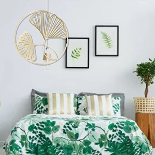 2 stuks Gold Wall Decor, 3D Stereo Ginkgo Bladeren Wall Decor, Minimalistisch Modern Decor Metal Home Hang Wall Art, voor Hedendaagse, Slaapkamer, Woonkamer