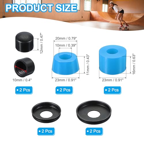Skateboard Bushings, 90A PU Long-Board Truck Rebuild Kit Bushings Wasmachines Pivot Cups voor buiten skateboard onderdelen, blauw