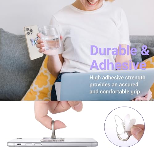 3 stuks mobiel Telefoon Ring Stand, Leuke vlinder geschilderd patroon, metalen vingerstandaard, 360 graden rotatie, Ring houder Grip met knoop Loop Compatibel met alle smartphones