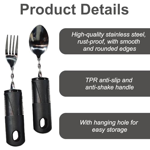 Parkinson's Cutlery Cutlery for Seniors, Parkinson's Tool for Artritis Parkinson's, Tool for Disabled People, with Thick Handle, Easy to Grip, Can Be Bent and Used 3