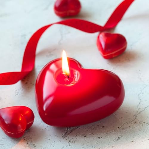 4 st. Silicone Heart Candle Mold, 3D Love Heart Mold Silicone Mold, Heart Resin Molds 3D Heart Resin Mold Candle, Silicone Molds Casting Molds Heart for Soap Cake Decoration 5