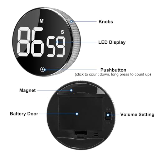 Magnetische Keukentimer, LED-display, Countdown Timer, Verstelbaar Volume, Digitale Egg Timer voor Keuken, Baken, Koken, Fitness, Yoga, Learning, Meetings 3