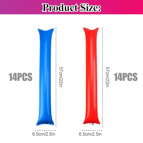 Thunder Sticks 28 Pack - Eager Opblaasbare Cheersticks Roodblauwe Cheering Sticks Sound Makers voor Sport Evenementen Danspartij 5
