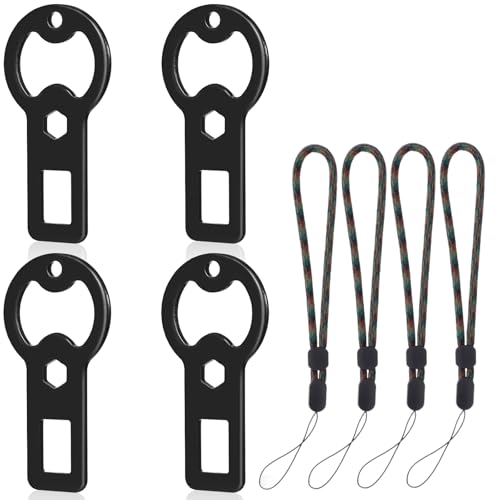 Flesopener, 4 stuks metalen platte bieropener met draagband, flesopener clips met hangkoord draagbare flessendop Opener voor Home Bars Restaurants Bier Soft Drink