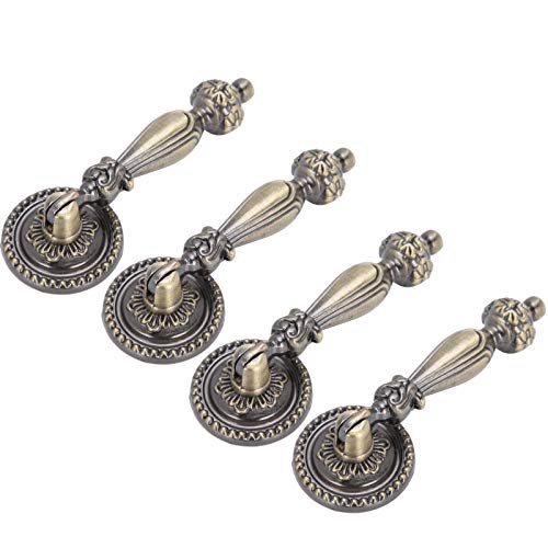 Deurkruk 4 Stuk bronzen handgrepen Vintage Pulls Handles Antieke decoratieve handgrepen Enkel gat trekken met bevestiging Schroeven Meubels Pulls 4