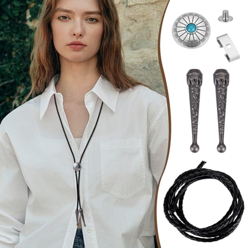 2 stuks Bolo Tie bijlage vervanging bit Set voor Bolo Ties accessoires Bolo Tie accessoires Zilver Platinum antiek 5