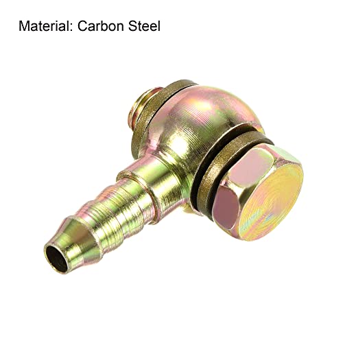 Slang Barb passen elleboog 8mm Barbed Wire M8x1 Man Wire, Carbon Steel Pipe Adapter Connector voor Air Water Fuel Oil, Goud 3