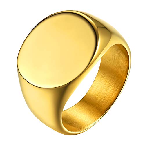 JUWELRY Roestvrij stalen Signet Ring voor mannen, aangepaste Gegraveerde Band Ringen, Gold Initial Monogram Ringen voor vrouwen, Maat J-Z1⁄2