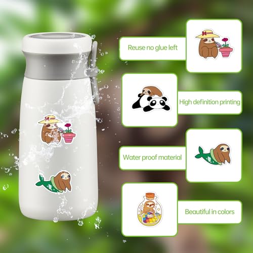 100 stuks Sloth Stickers voor kinderen, Leuke tekenfilm Sloth Stickers, Animal Sloth, Gift Stickers, Lovely Animals, Sloth Stickers, Waterproof Vinyl Animal Stickers, voor DIY Decoratie 3
