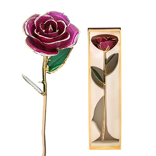 Gouden Rozen Bloemen 24K Gouden Dipped Roos, Eeuwige Roos met Stand voor Verjaardag, Gepersonaliseerde Anniversary Gifts voor Vrouwen, Geconserveerde Echte, Voor altijd liefde