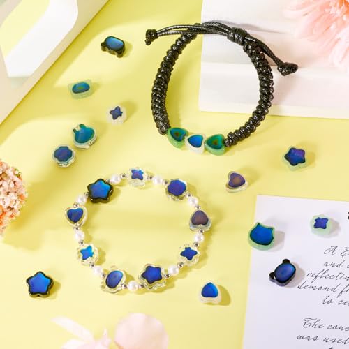 42 st Twee Toon Glazen Kralen Temperatuur Sensing Kleur Veranderende kralen Bloem hart dier kristal kralen voor sieraden armband Vrouwen DIY oorbellen ketting ambachtelijke accessoire