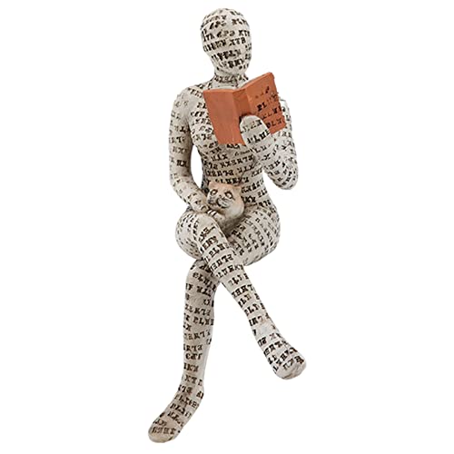 Lezen Vrouw Figurine, Ideaal weerbestendig Exquise Ambacht Boekenplank Decoratie Ornament Hand geschilderd voor eettafel(B)