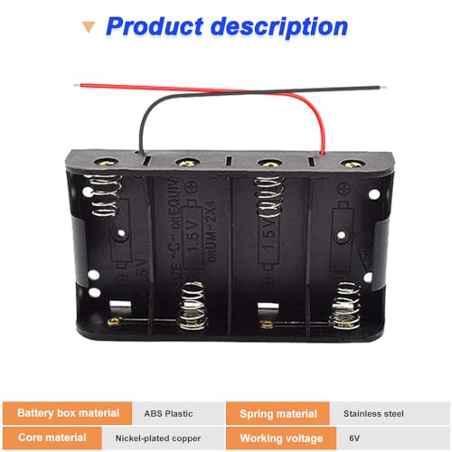 6 x 4 Slots Dubbele Draad Batterijhouder 6V D Maat met 20 Crocodile Clips