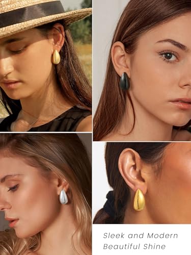 Chunky Dupes Gold Hoop oorbellen 26mm/30mm/40mm grote waterdruppels roestvrij staal / koper druppel oorbellen goud zilver zwart hypoallergeen voor vrouwen vrouwen meisjes