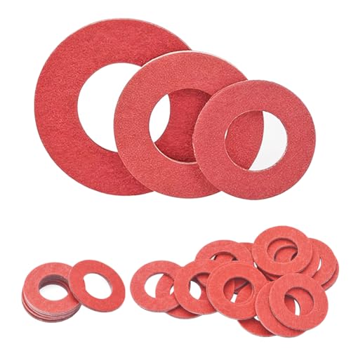 Verpakking van 100 vezelschijven, M3 x 7 x 1mm rood staal papier vezels ringen, O-ring, platte vezel ringen