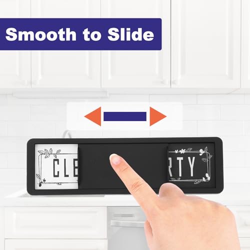 Vaatwasmachine Magneet Clean Dirty Sign, 7x2 inch Clean & Dirty Vaatwasser Indicator Slider zwart acryl Magneetteken Eenvoudig te lezen Keuken Accessoire, zwart-wit 5