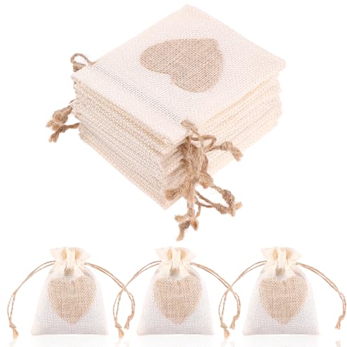 10 stuks katoenen zakjes klein, 10 × 8 cm zakken voor het vullen, jute zakken, kleine doek zakjes, geschenkzakjes, katoen zakken voor het verpakken van kleine promotiegeschenken, zeep (off white)