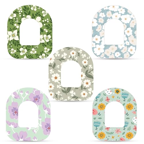 25 st. Zelfklevende Patches voor Omnipod 5, ademend waterdichte Overpatches CGM Sensor Covers Bloemen Afdrukken sensor Patches Stickers Compatibel met Omnipod 5