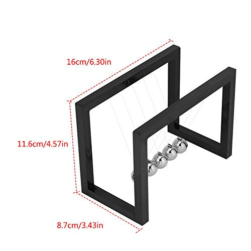 Pendulum Ball, Solid Metal, Fysica, Wetenschap, Pendulum en Classic Newton Shot Shot Ornament, Decoratief Ornament voor Home Office (zwart) 3