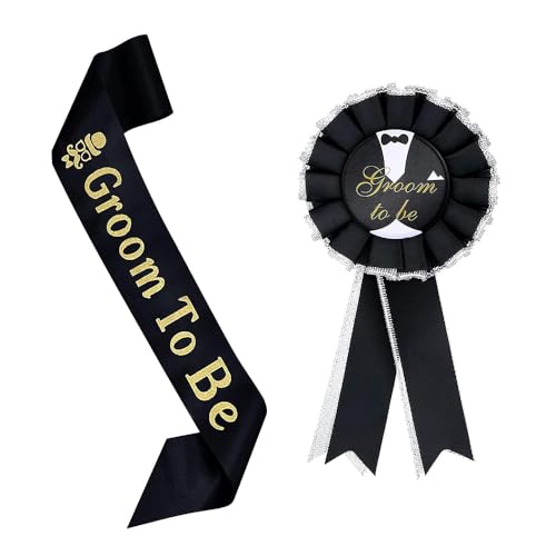 CENPNK 2 Piece Groom Sash Badge Set Inclusief bruidegom als Satin Sash Groom te worden Award Ribbon Badge Brooch voor Hen Party Engagement Party Supplies