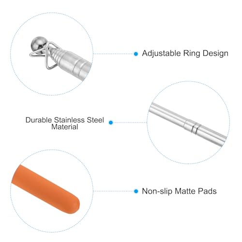 1.6M/5.2Feet Telescopische handheld vlaggenstokken, 4Sc Intrekbare leraren Pointer Stick Banner vlag Pool voor gids Onderwijs Oranje 4